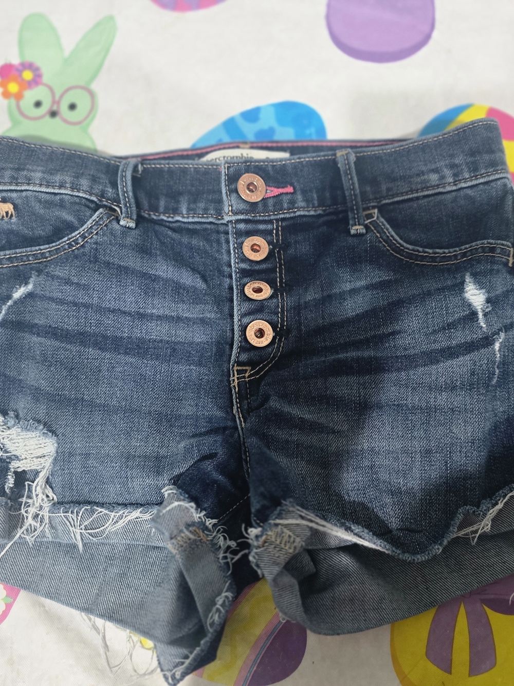 abercrombie kids Dark Blue Distressed Denim Shorts
